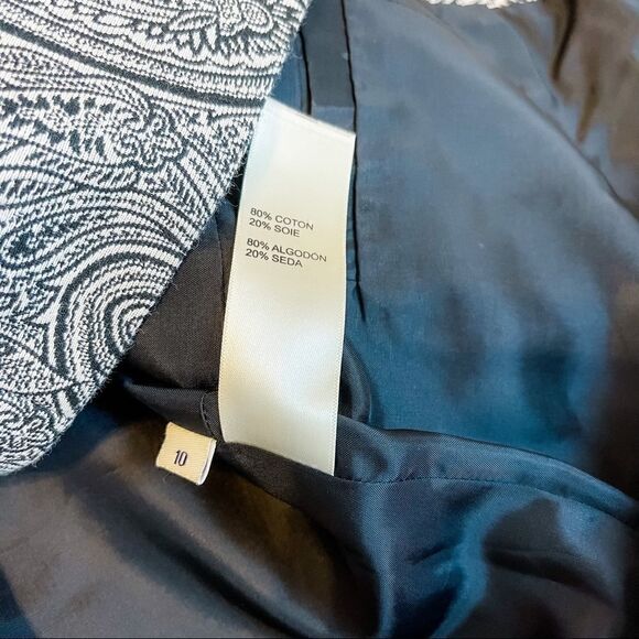 🍋 Doncaster • Single Button Black & White Paisley Pattern Blazer Jacket - Picture 7 of 9